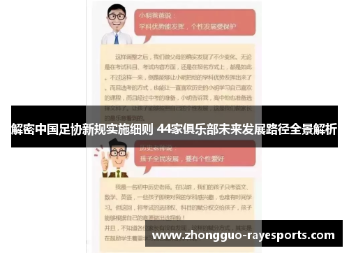 解密中国足协新规实施细则 44家俱乐部未来发展路径全景解析